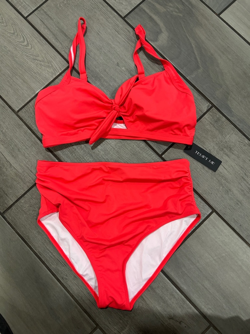 Tempt Me Two Piece Swimsuit- High Waisted Tummy Control Bathing Suits Ruched - Picture 6 of 7